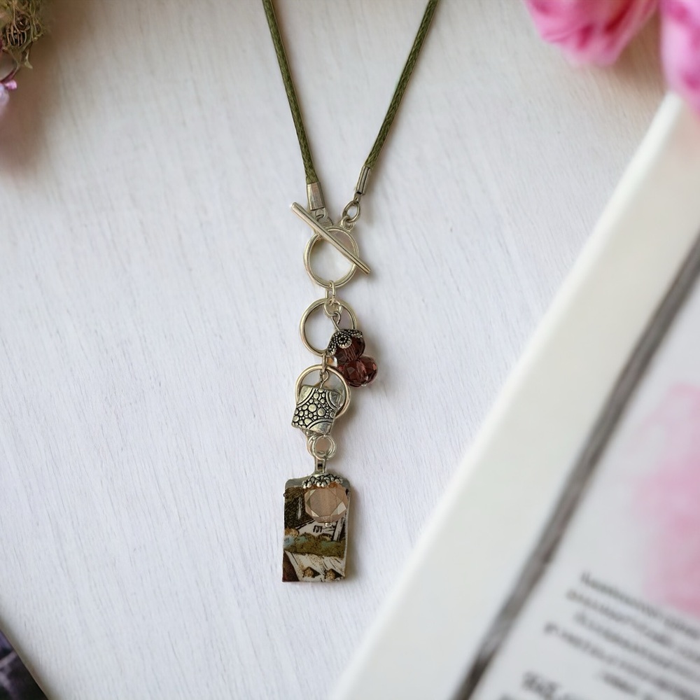 Broken china pendant. Wood and Sons English China. Artisan made. One of a kind.